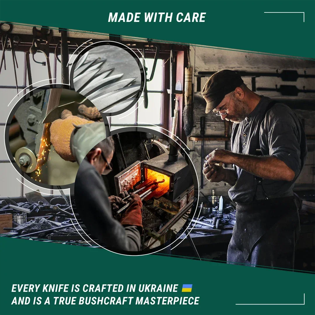 Dune Carbon Steel Bushcraft Knife Walnut Handle with Leather Sheath - Image 6